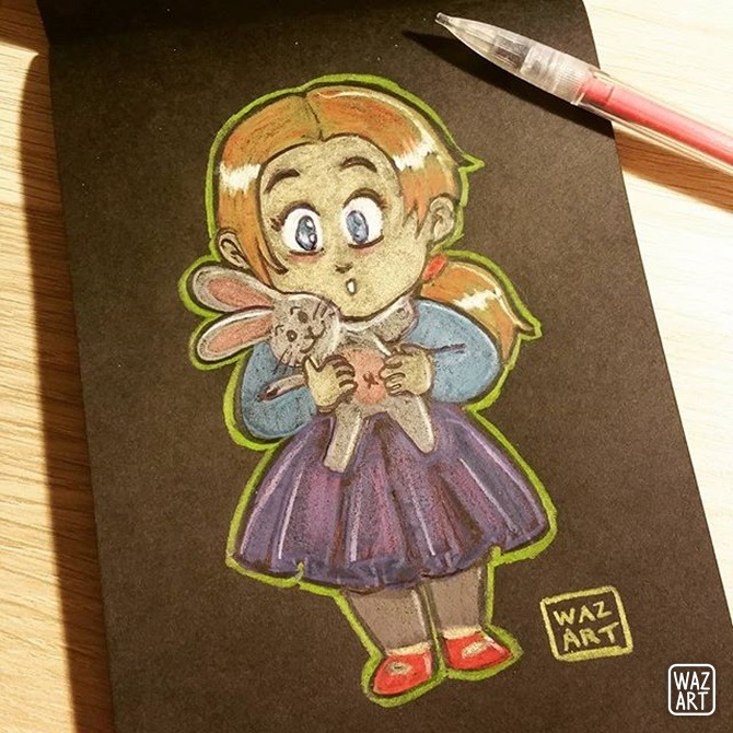 encooore du crayon de couleur sur papier noir (en même temps j'ai tout un carnet à torcher hein !)